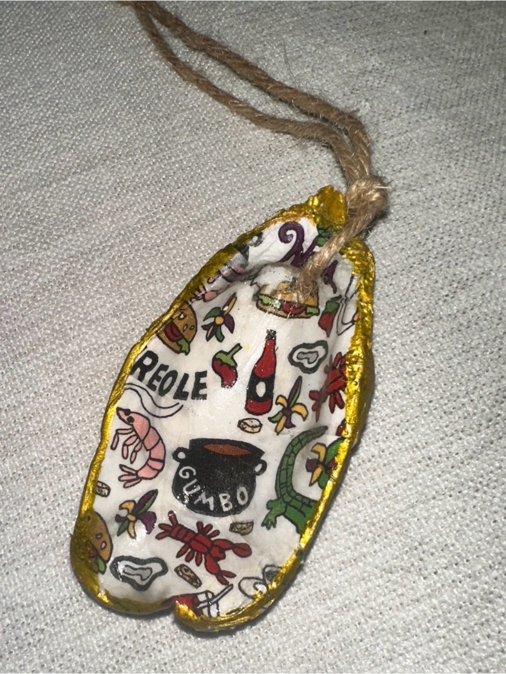 Handcrafted Gold-Edged New Orleans Creole Themed Holiday Ornament